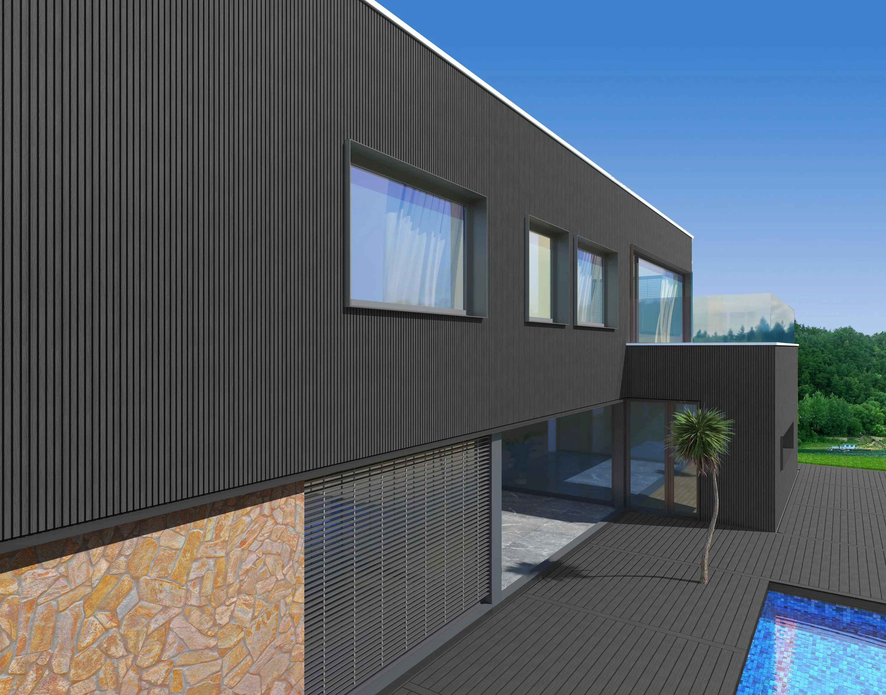 Exterior Wall Cladding Panel Black 290CM | Garden | 3D Wood Grain - Image 6