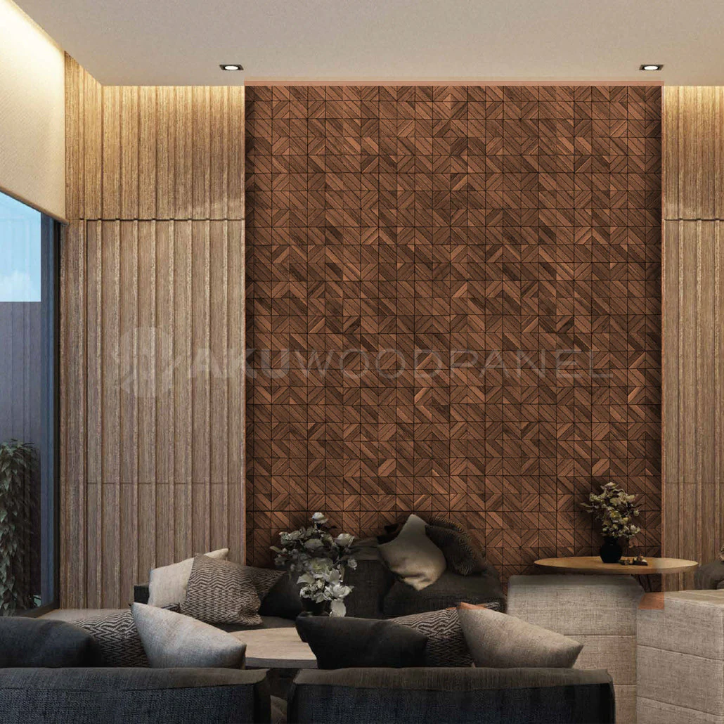 Sample - Decorative Wall Panel | Clover - Smoked Brown | American walnut | Handcrafted | 3D panel - Image 2